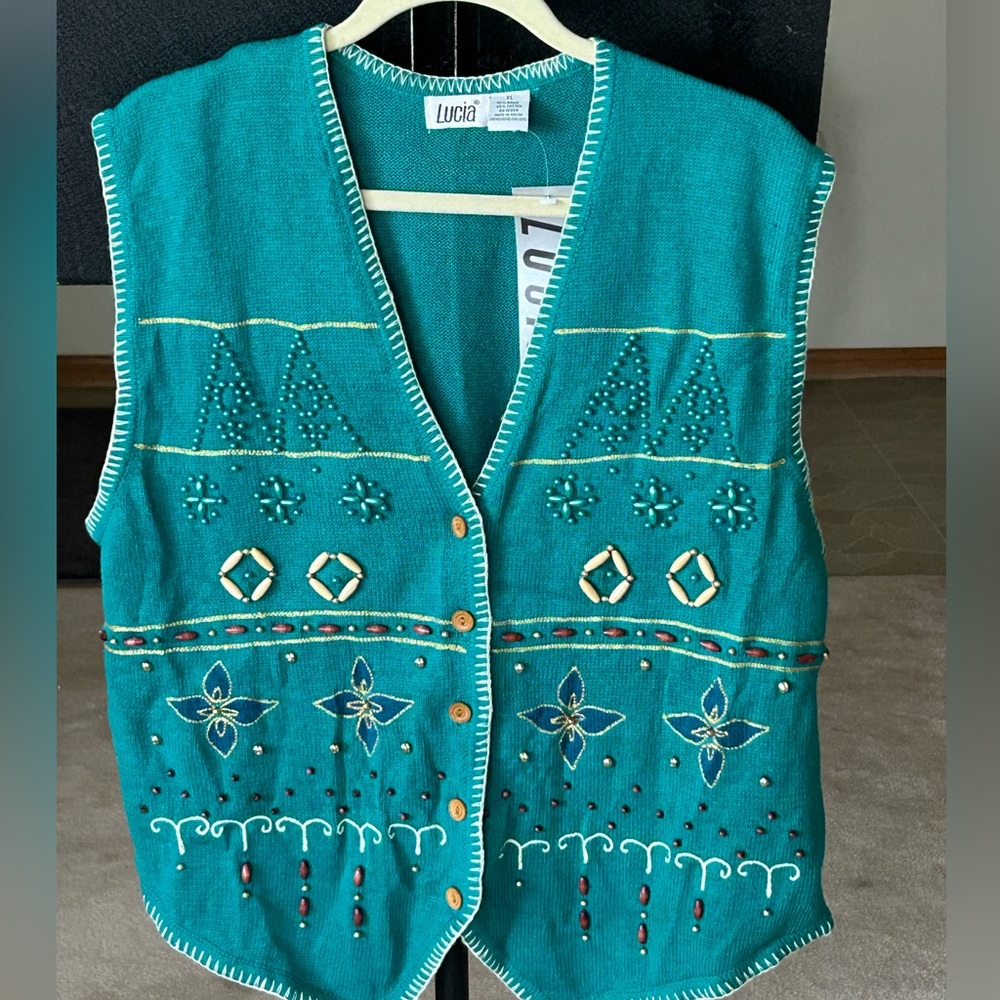 Lucia Beaded Sweater Vest. Sz. XL